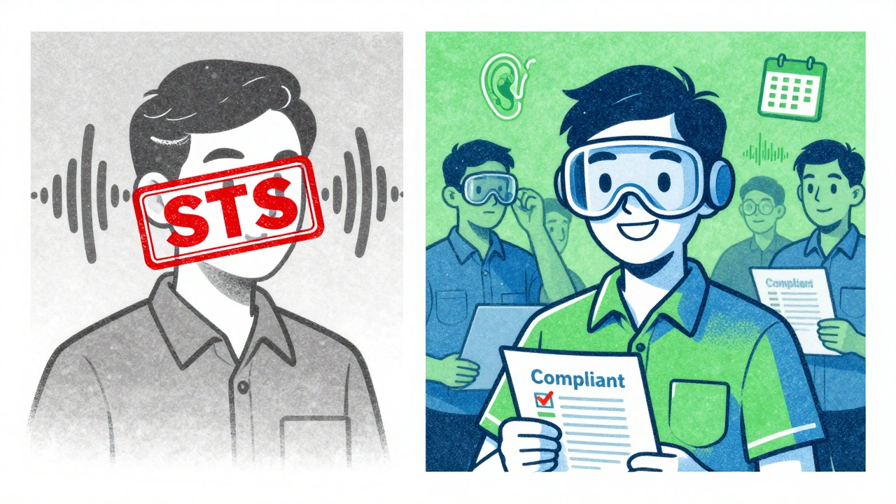 Split illustration of hearing loss reversal: one side shows damage, the other shows protection and compliance with hopeful colors.