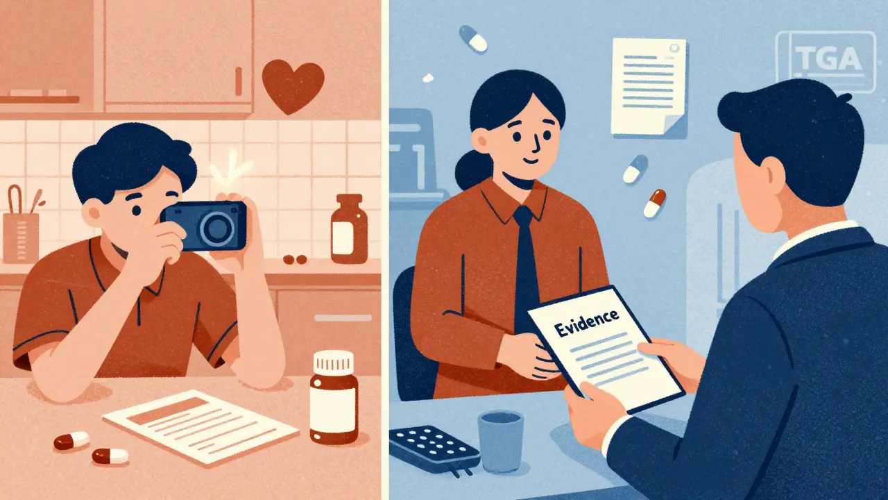 Person documenting medication error and meeting lawyer with evidence folder.